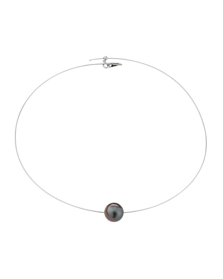 18k Single Pearl Wire Necklace