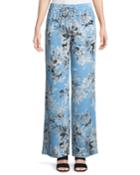 Floral-print Wide-leg Drawstring Pants