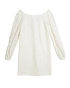 Shawna Lace-sleeve Tie-back Shift Dress,