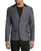 Linen-blend Two-button Blazer