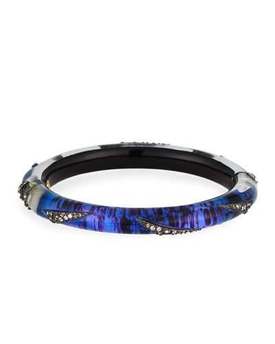 Crystal-encrusted Origami Inlay Hinged Bangle, Blue