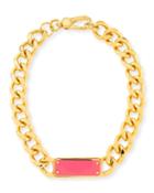 Marc By Marc Jacobs Id Plaque Chain Necklace, Pink