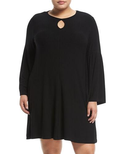 Long-sleeve Keyhole Dress,