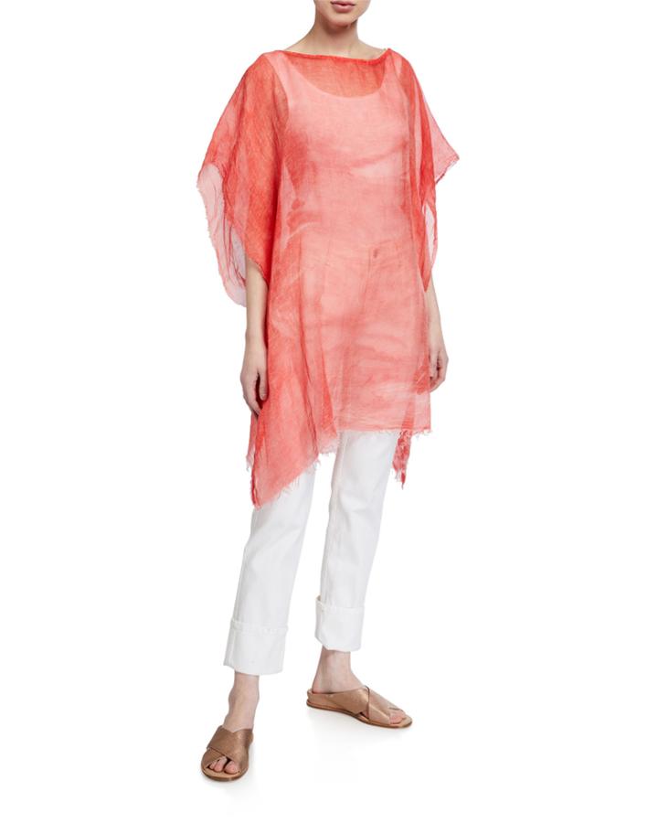 Sheer Raw-edge Poncho