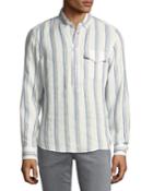 Leisure-fit Striped Dobby Linen