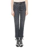 Ulano Crystal-studded Cropped Straight-leg Jeans