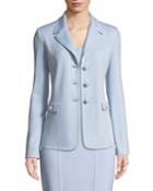 Santana-knit Pearlescent-button Blazer