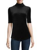 Half-sleeve Velour Turtleneck