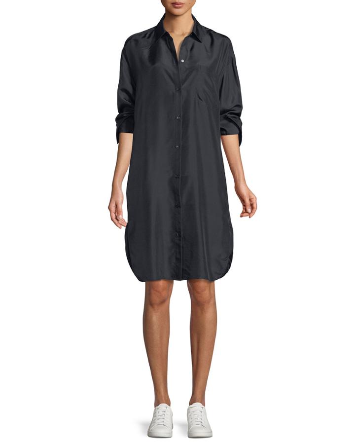 Silk Shirt Long-sleeve Dress