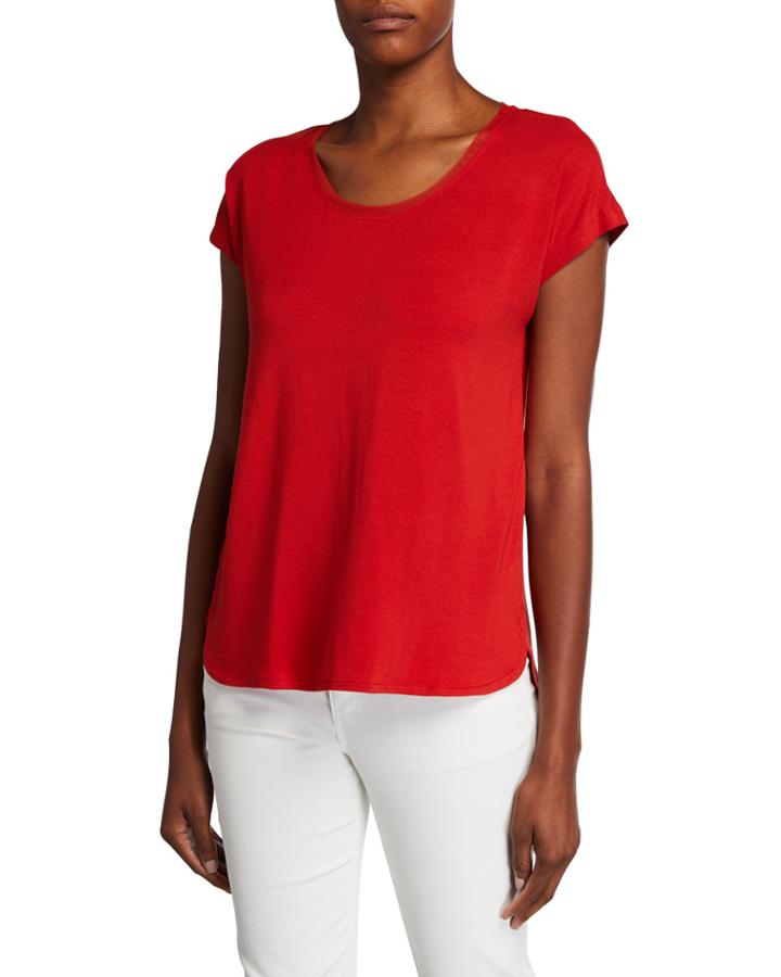 Scoop-neck Short-sleeve Tee W/ Contrast