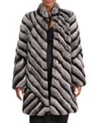 Diagonal Rex Rabbit Coat