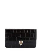 Heart Envelope Clutch Bag, Black