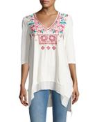 Raquel V-neck Jersey Tunic, White