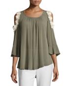Flare-sleeve Cold-shoulder Blouse