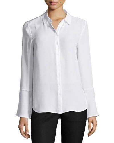 Lace-up Bell-sleeve Blouse, Winter White
