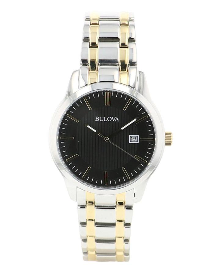 Men's 39mm Date Watch W/ Bracelet Strap, Two-tone/black