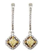18k Yellow Cushion-cut Diamond Drop Earrings