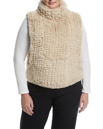 Knitted Faux-fur Pullover Vest,