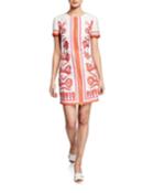 Arboretum Butterfly Ottoman-print Short-sleeve Zip-front Dress