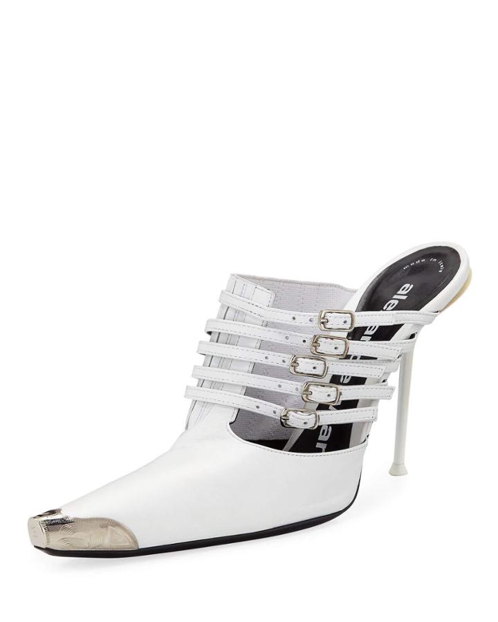 Minna Strappy High-heel Metal-toe Goatskin