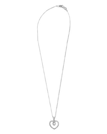 18k White Gold Diamond Open Heart Pendant Necklace