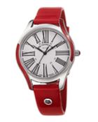 36mm Alessia Enamel Watch W/ Patent Leather, Red/silver