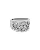 18k White Gold Wide 3-row Diamond Ring,