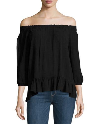 Amelia Off-the-shoulder Top, Black
