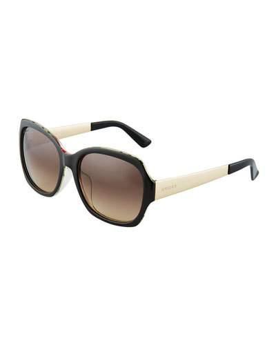 Floral-interior Gradient Square Sunglasses, Black
