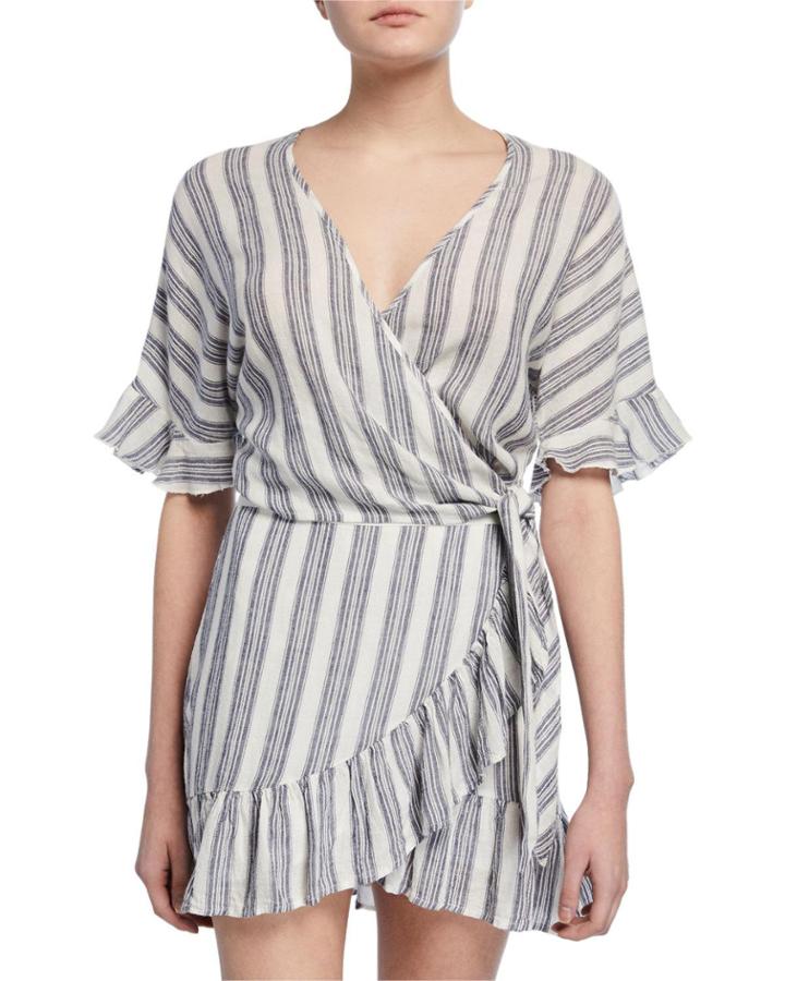 Athena Striped Wrap Top