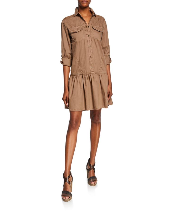 Snap-front Ruffle Army Dress