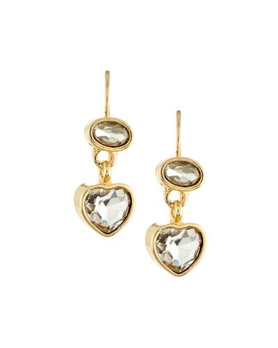 Crystal Heart Dangle Earrings, Clear