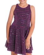 Girl's Kiki Iridescent Sequin Knit Swing Dress,