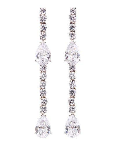 Cz Round And Pear-cut Linear Earrings