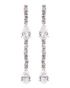 Cz Round And Pear-cut Linear Earrings