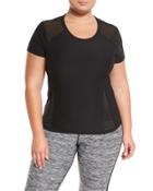 Short-sleeve Power-mesh Shirt, Black,