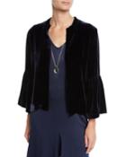 Velvet 3/4-sleeve Open-front