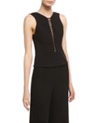 Sculpted Sleeveless Top With Ladder Inset, Black