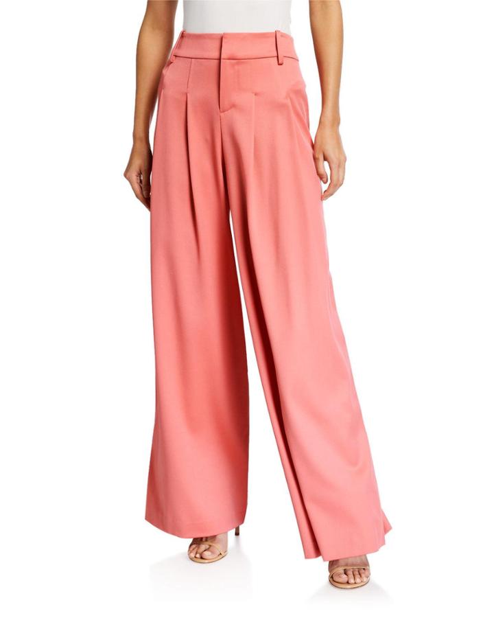 Scarlet Darted Wide Leg Wool-blend Pants