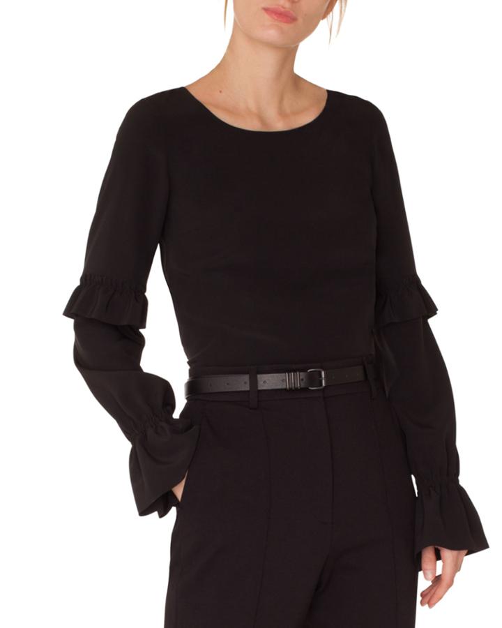 Round-neck Ruffled-sleeve