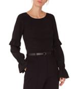 Round-neck Ruffled-sleeve