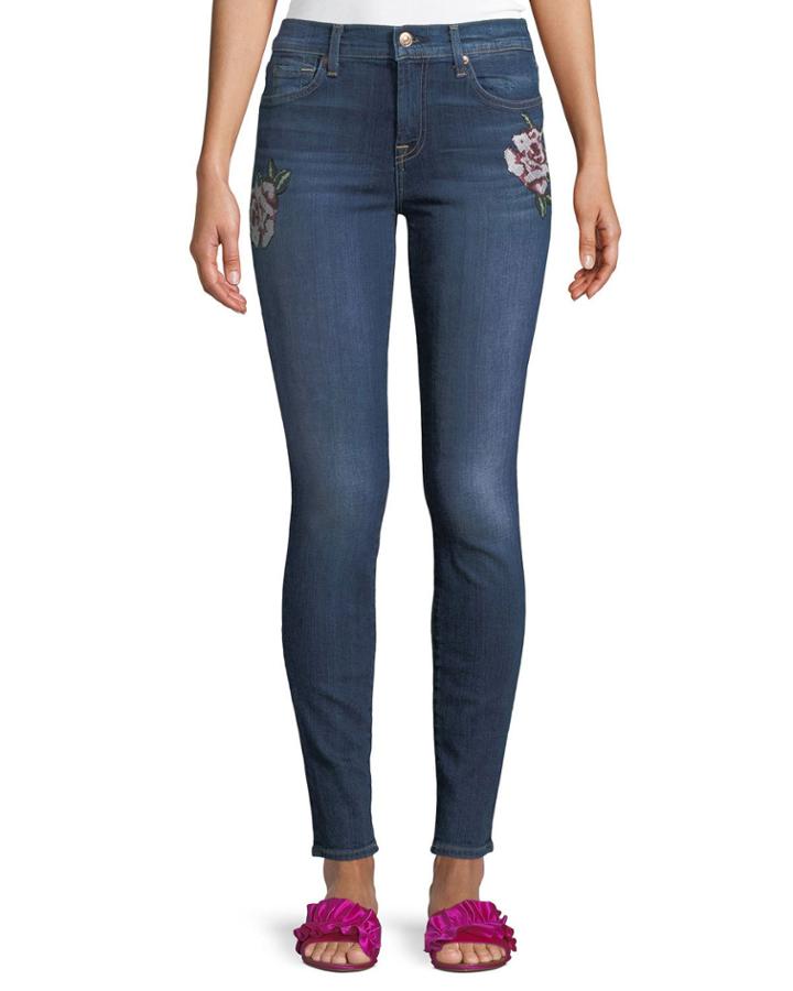Skinny Floral-patchwork Jeans