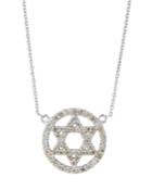 14k White Gold Diamond Star-of-david Necklace