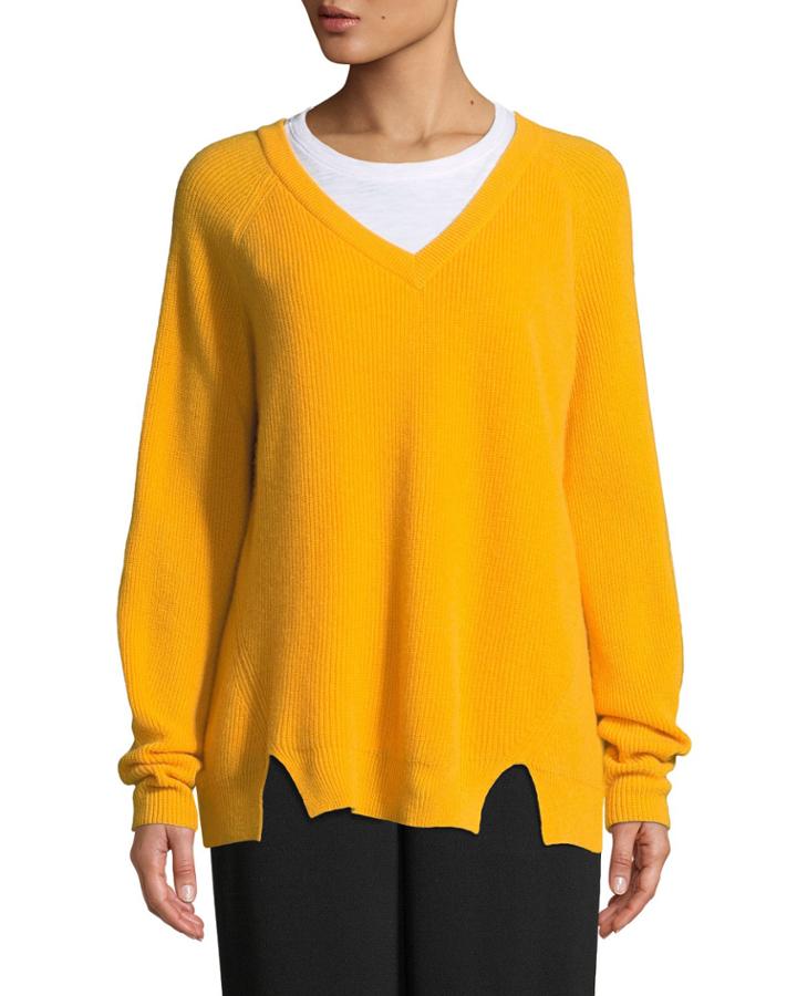 Tous Les Jours Neely Long-sleeve Split-hem Cashmere