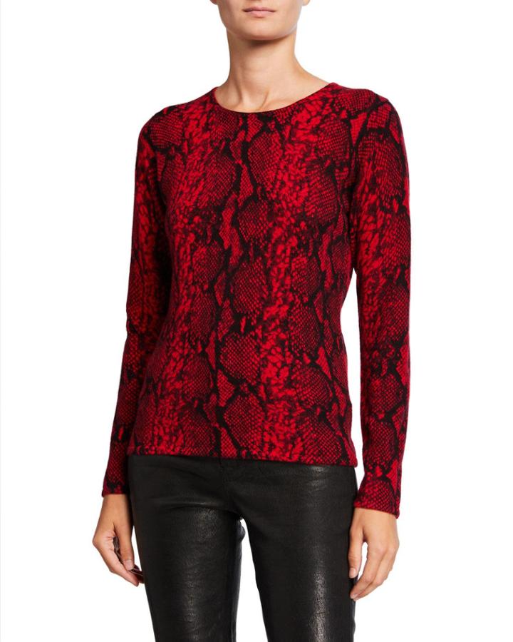 Cashmere Python Printed Crewneck