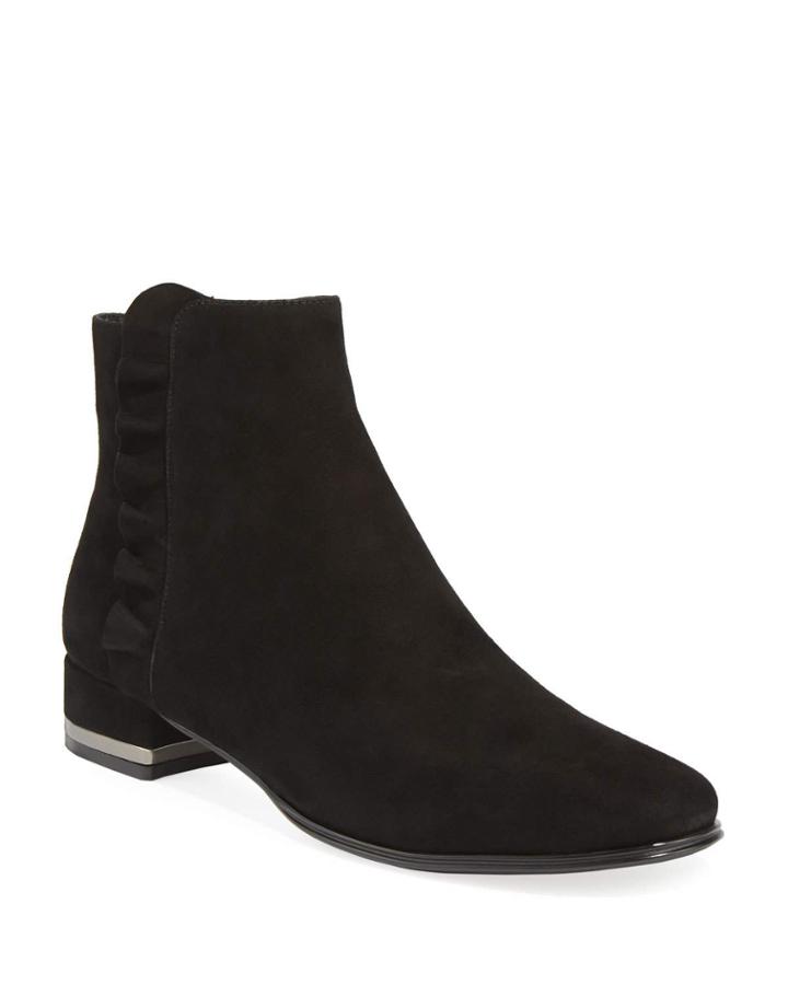 Azay Suede Ruffle Booties