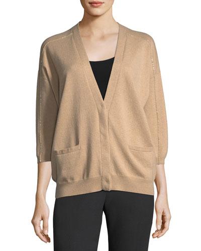 Cashmere Monili-piped Cardigan