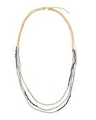 Long Multi-strand Beaded Necklace, Blue