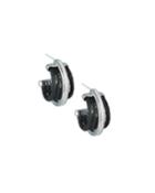 Micro-cable & Diamond Pave Hoop Earrings, Black