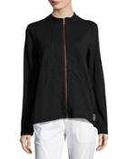 Paloma Zip-front Knit Jacket, Black